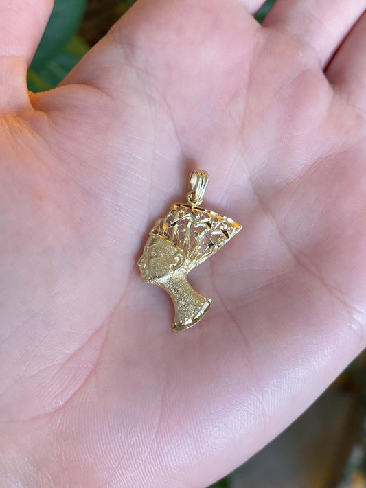Vintage Solid 14k Yellow Gold Filigree Nefertiti Charm