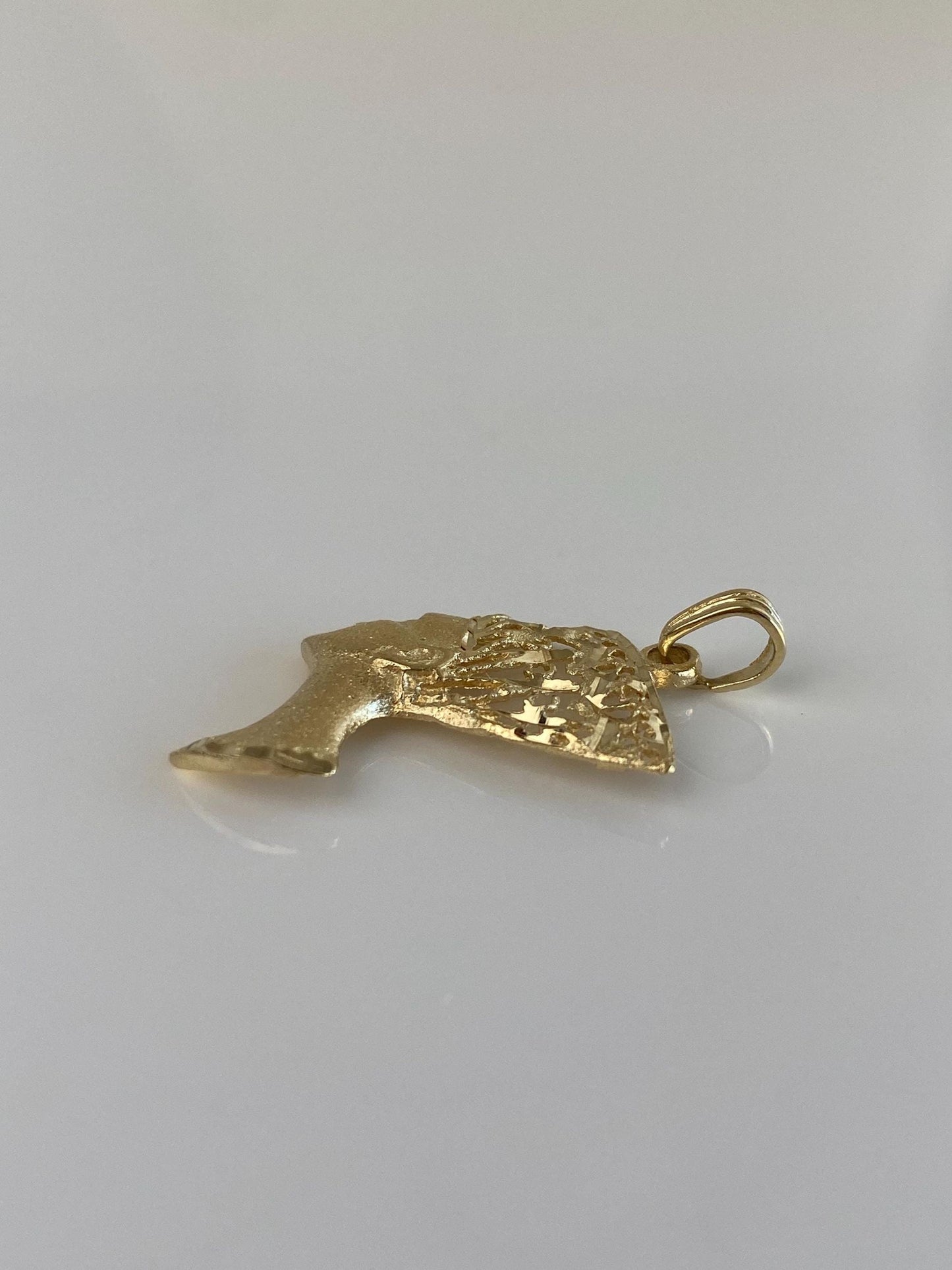 Vintage Solid 14k Yellow Gold Filigree Nefertiti Charm