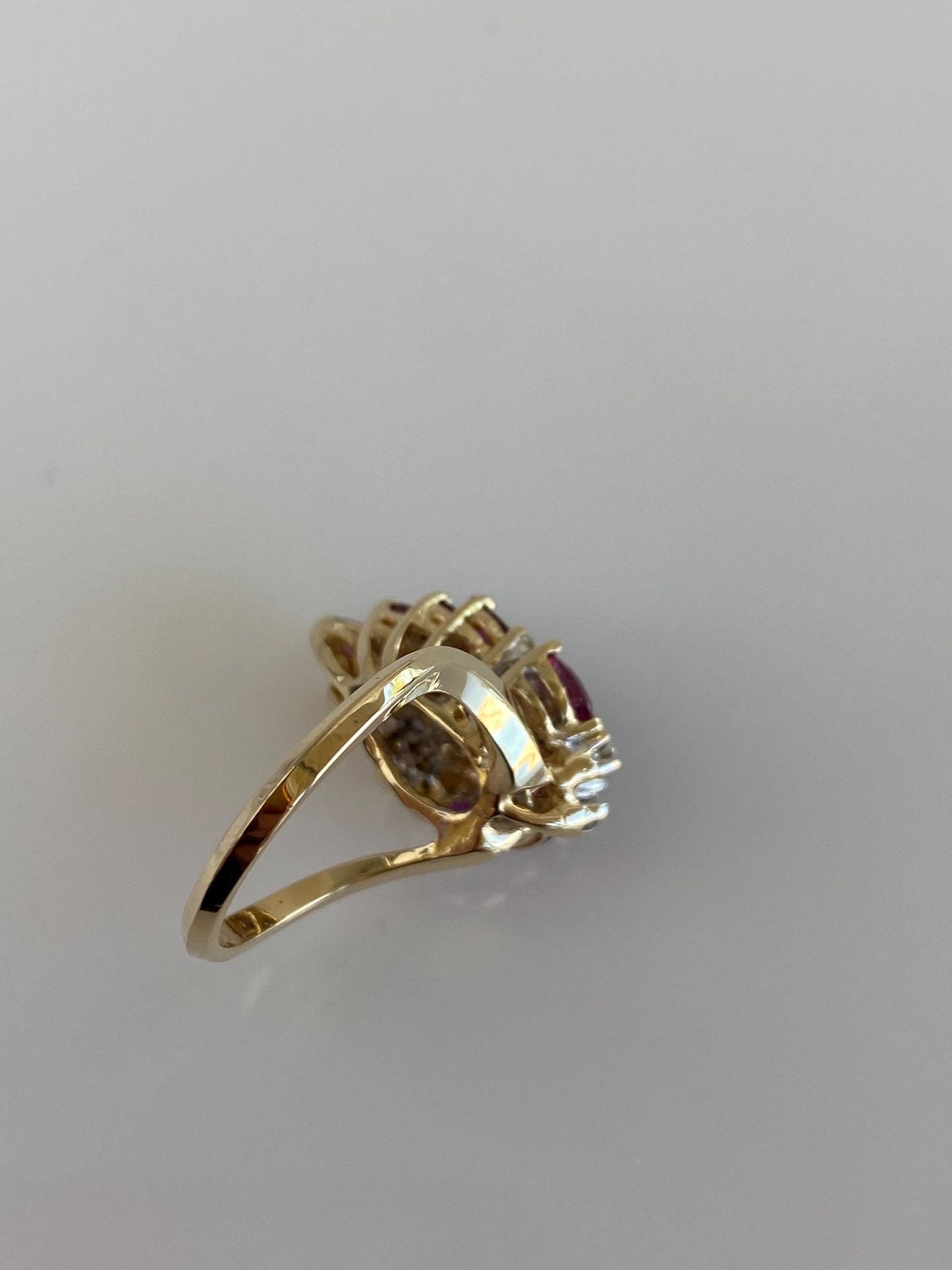 Vintage Solid 12k Yellow Gold Ruby Diamond Ring - Size 6
