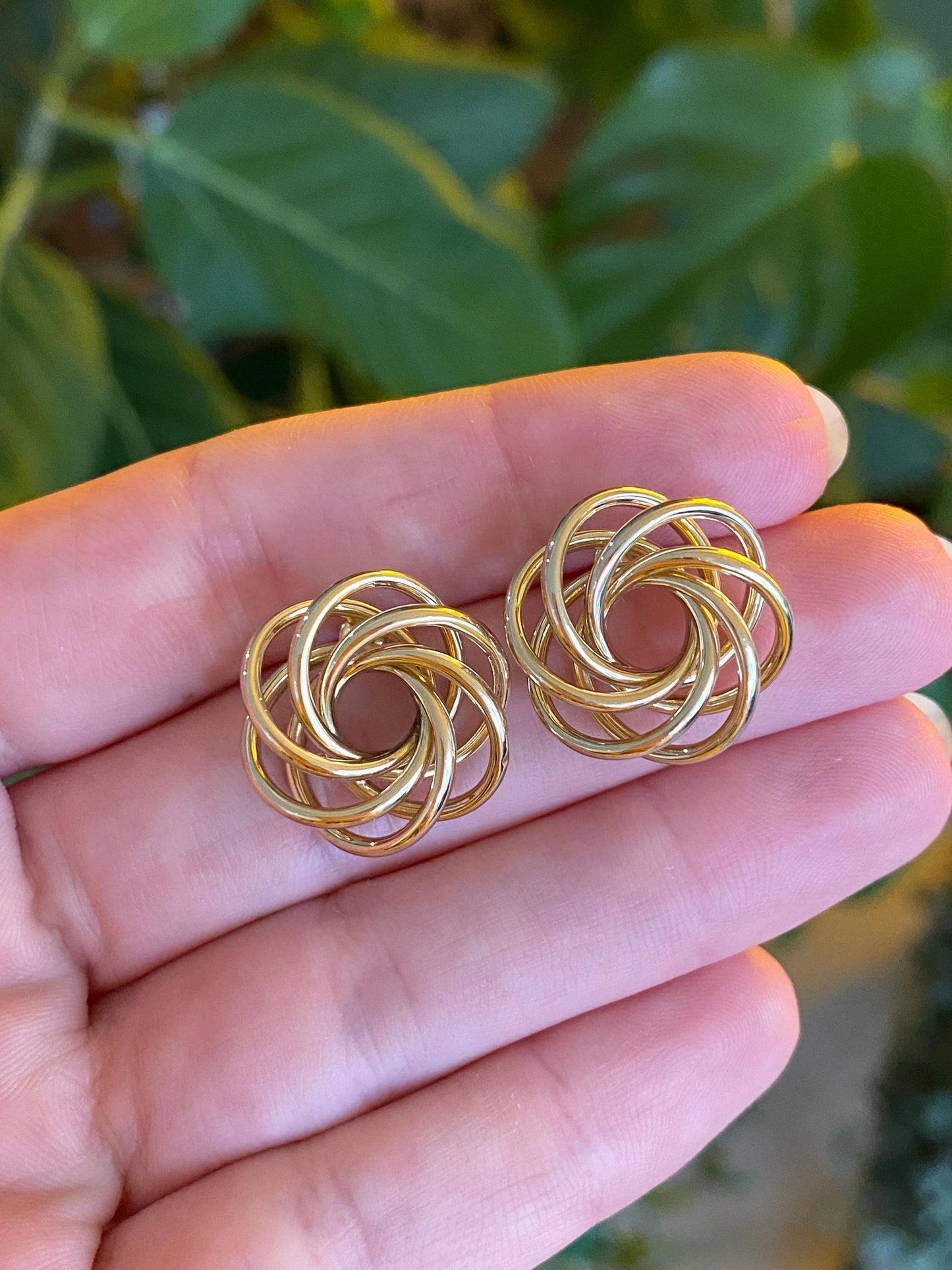 Vintage 14k Yellow Gold Layered Stud Earrings
