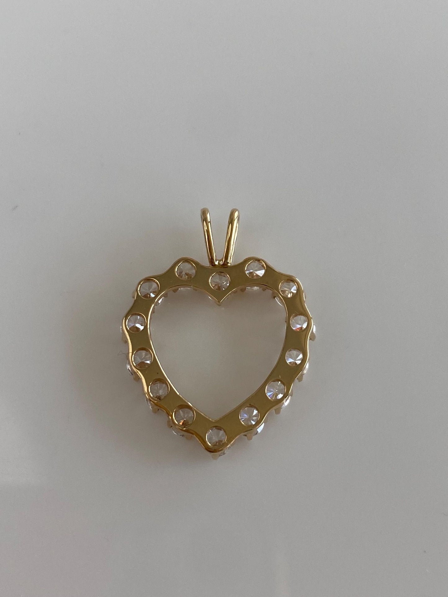 Vintage Solid 14k Yellow Gold Clear Quartz Heart Charm