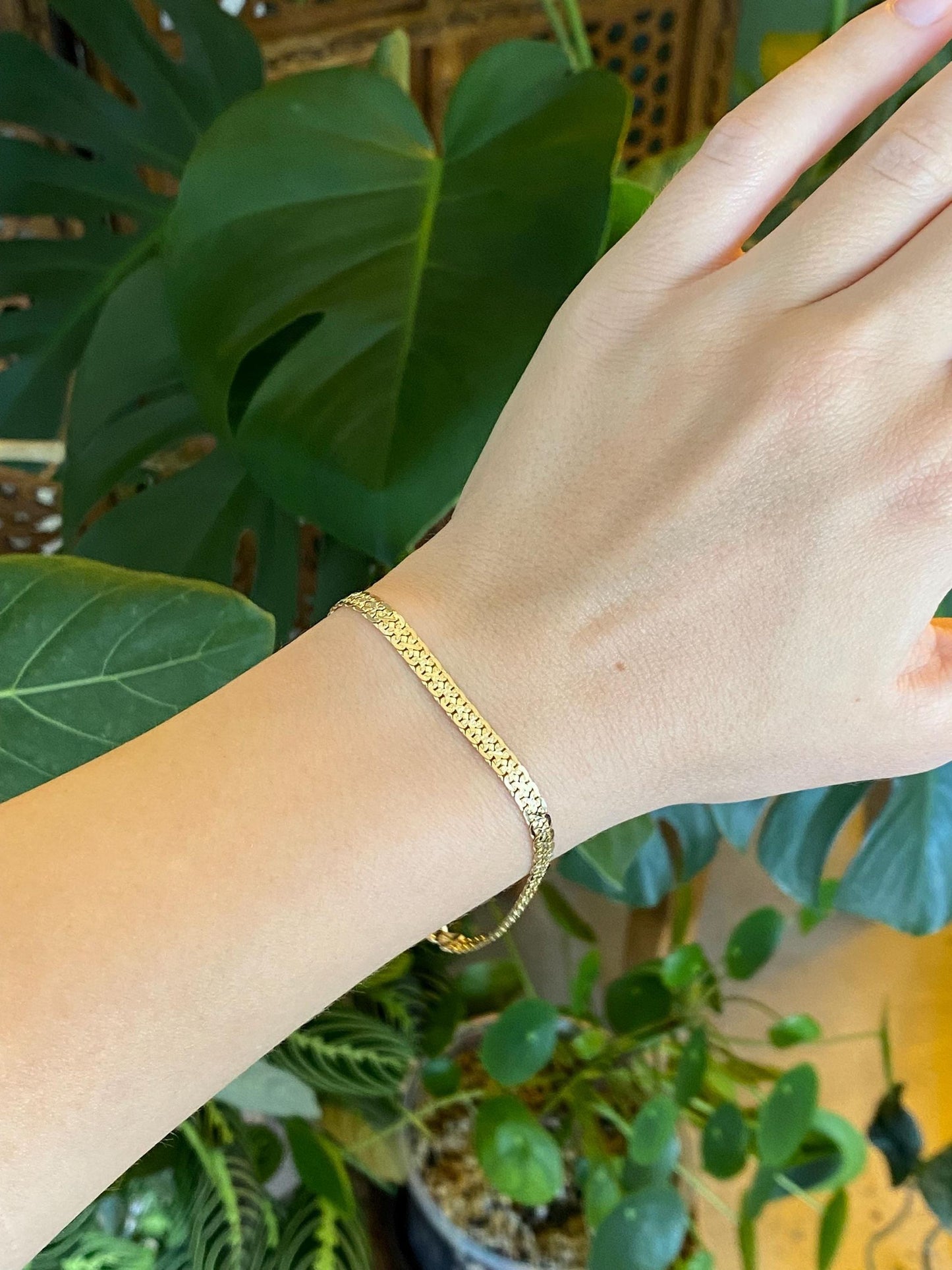 Vintage Solid 14k Yellow Gold Fancy Chain Bracelet - 8 inches