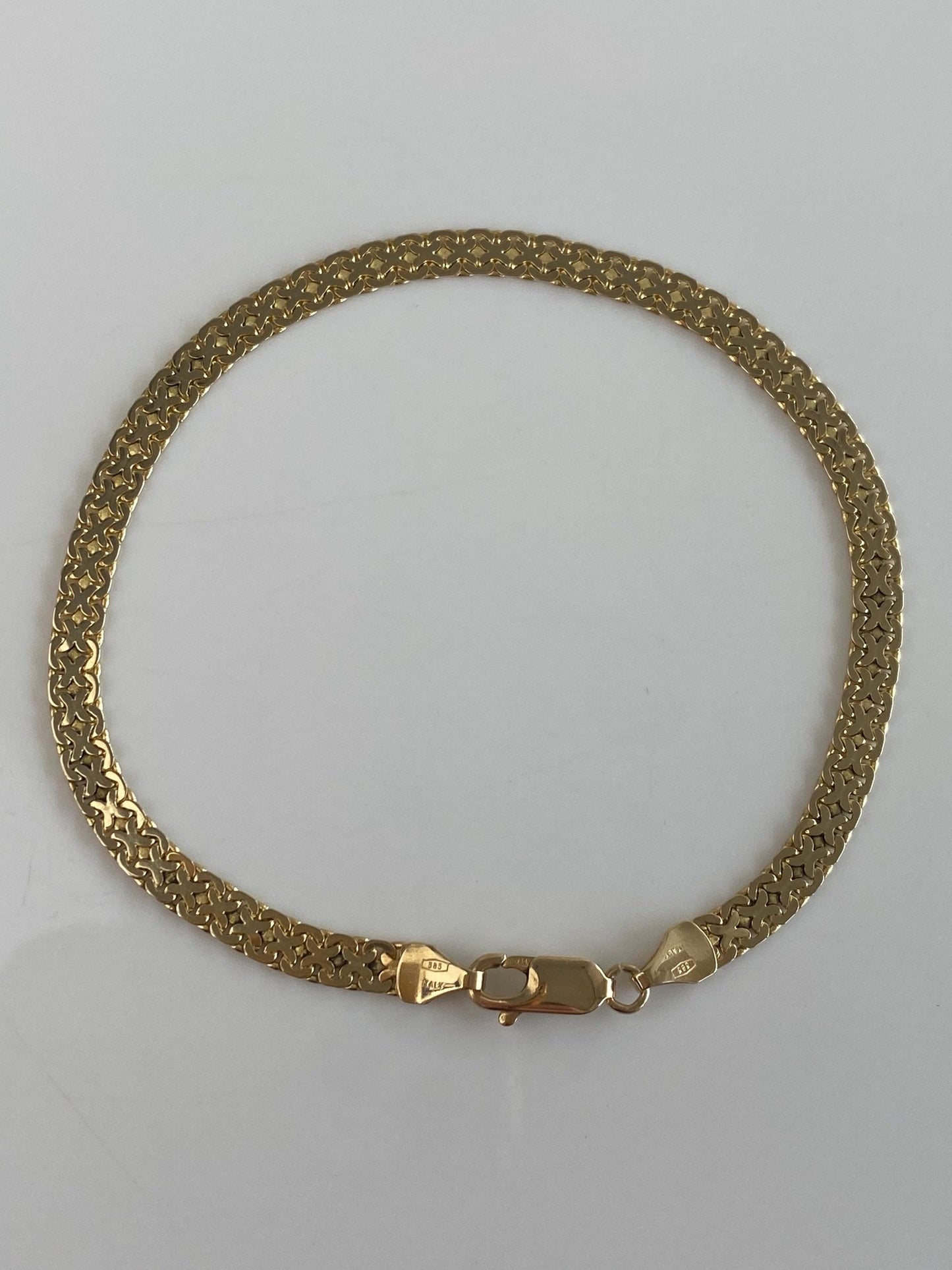Vintage Solid 14k Yellow Gold Fancy Chain Bracelet - 8 inches