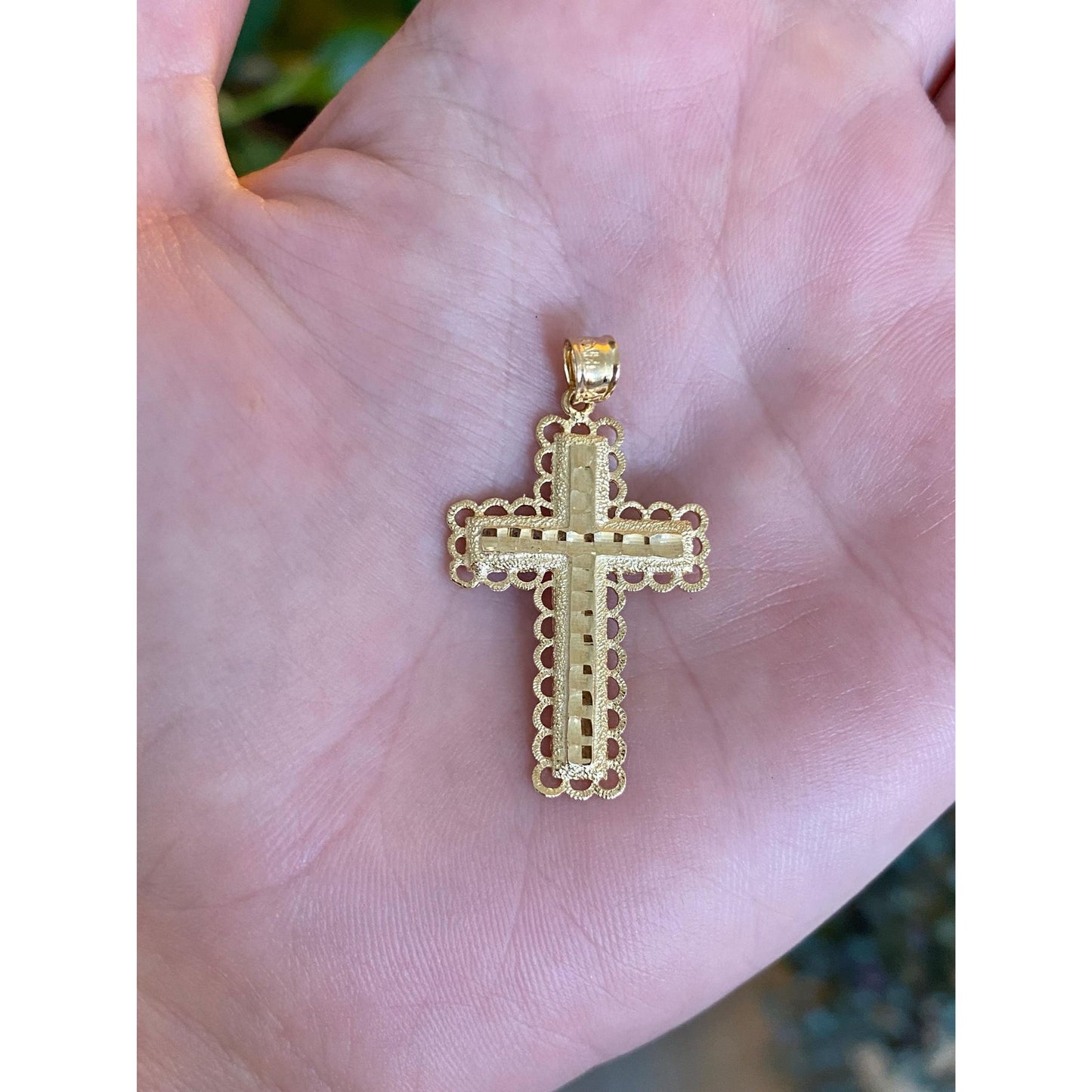 Vintage Solid 14k Yellow Gold Cross Charm