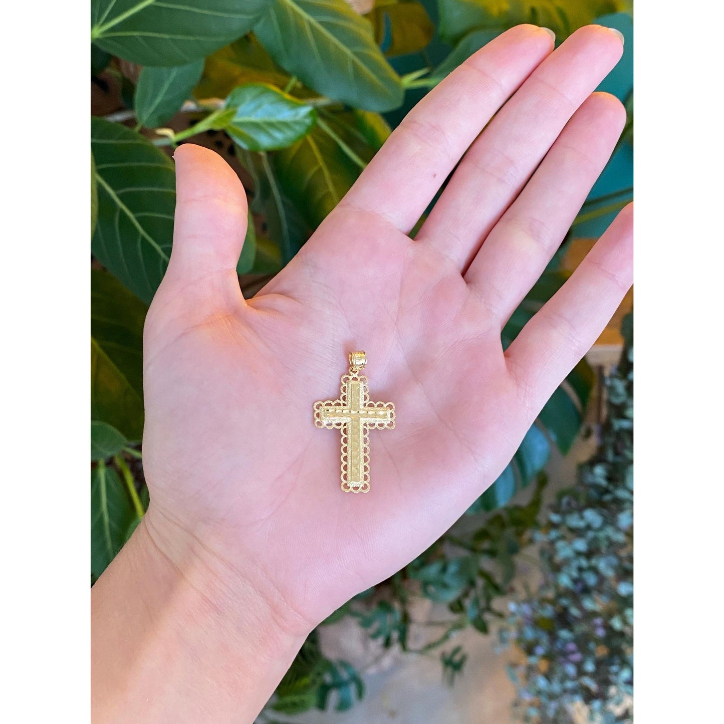 Vintage Solid 14k Yellow Gold Cross Charm