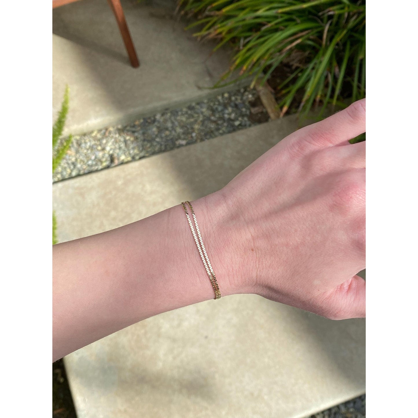 Vintage Solid 14k Yellow Gold Double Strand Serpentine Chain Bracelet - 7.25 inches