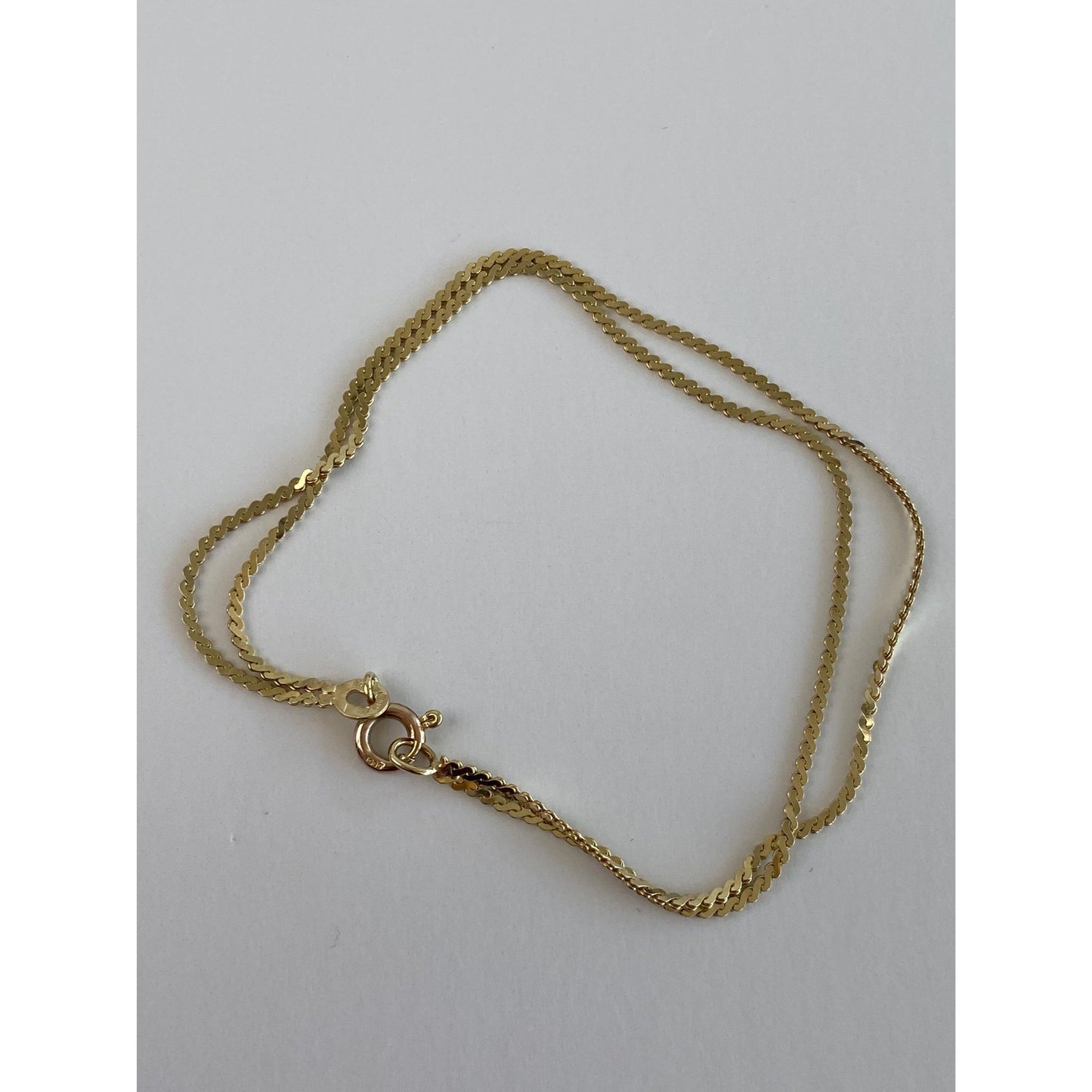 Vintage Solid 14k Yellow Gold Double Strand Serpentine Chain Bracelet - 7.25 inches