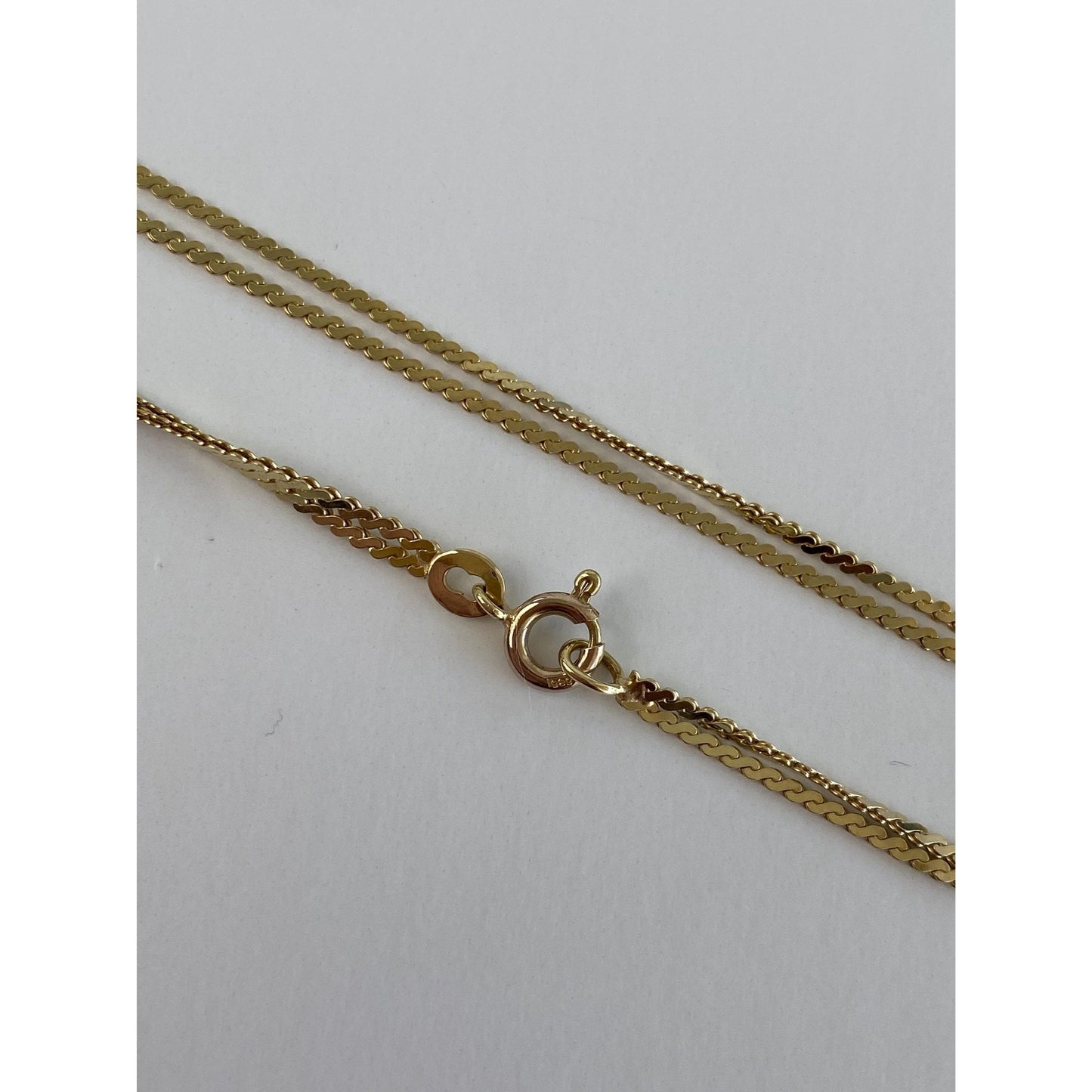 Vintage Solid 14k Yellow Gold Double Strand Serpentine Chain Bracelet - 7.25 inches