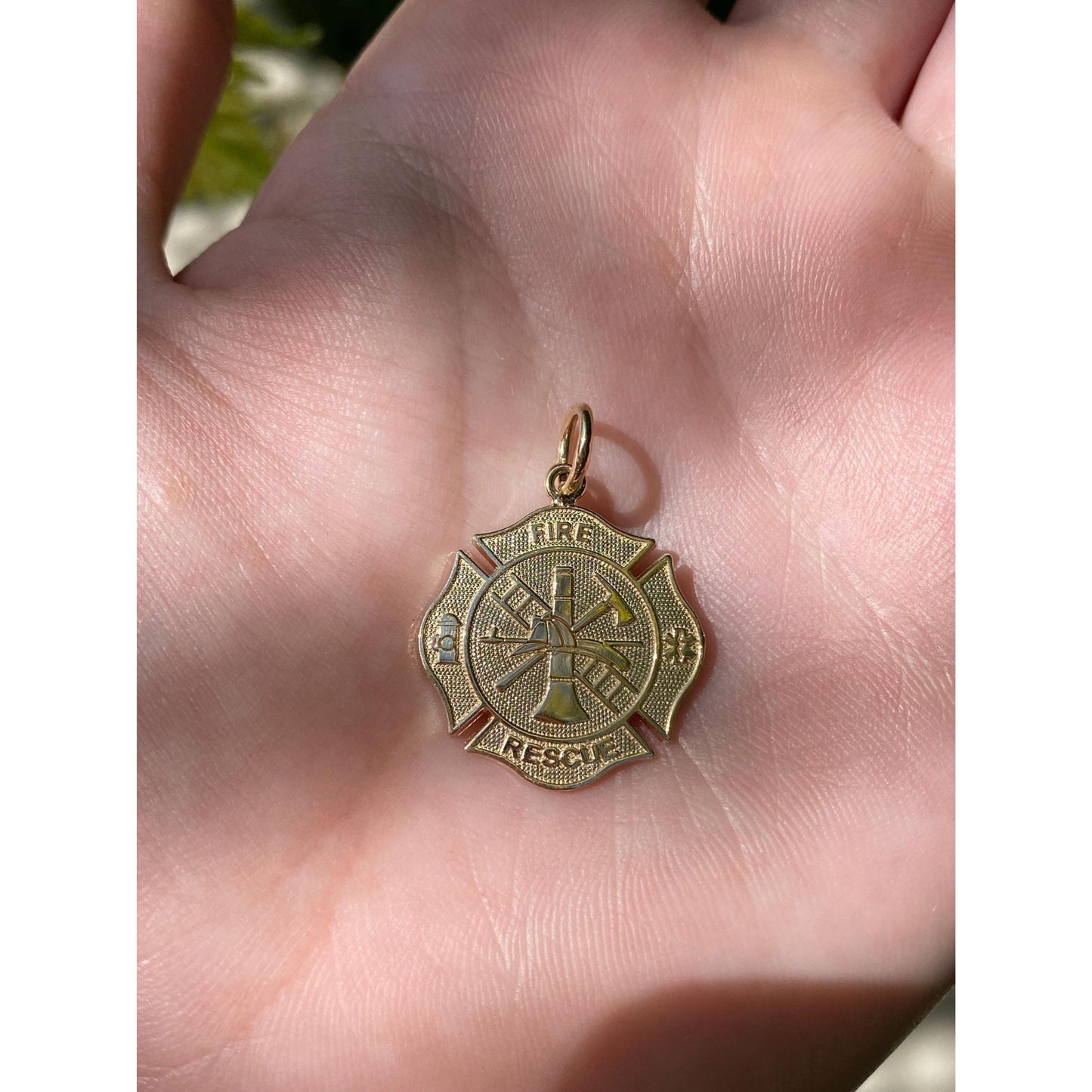 Vintage Solid 14k Yellow Gold Fire Rescue Charm