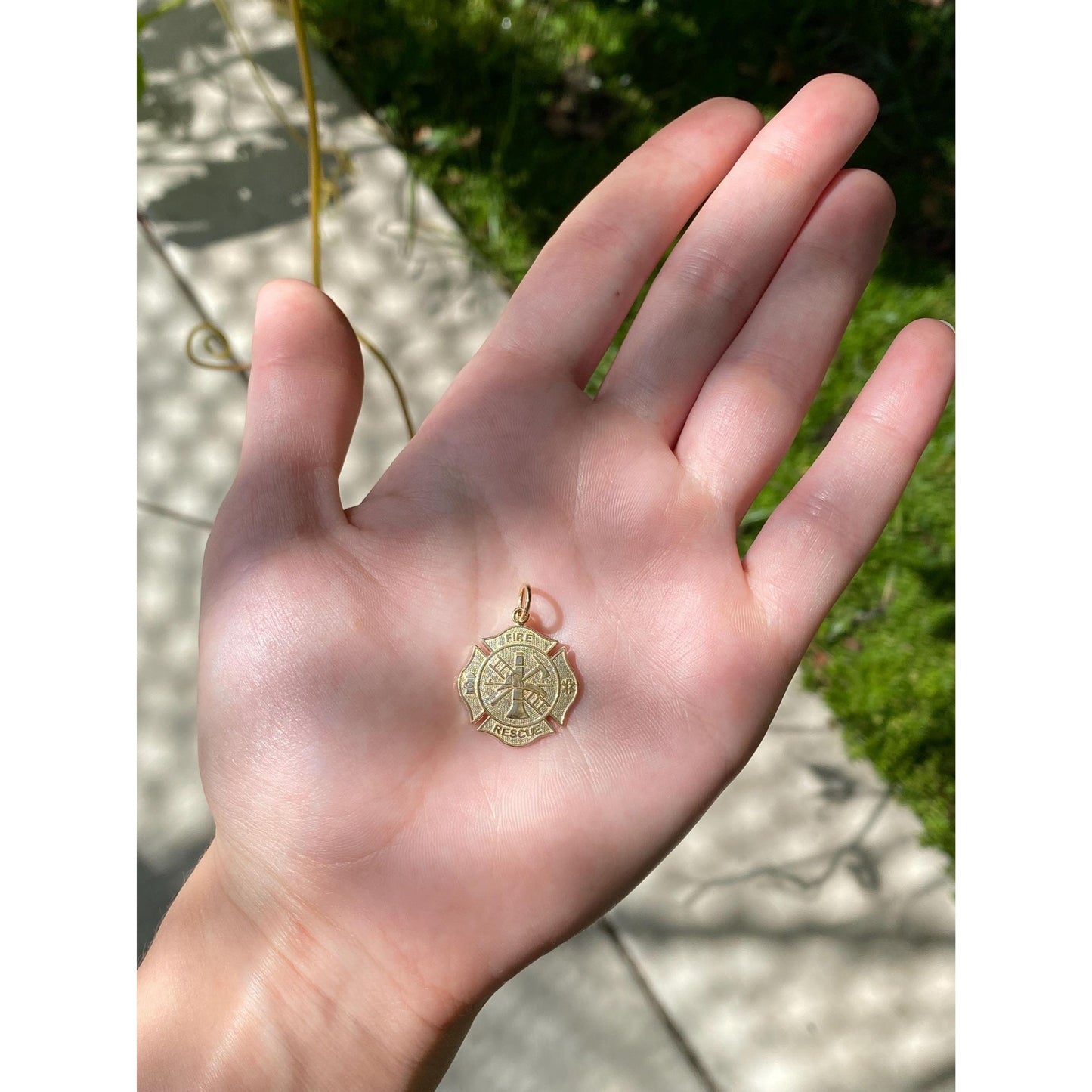 Vintage Solid 14k Yellow Gold Fire Rescue Charm