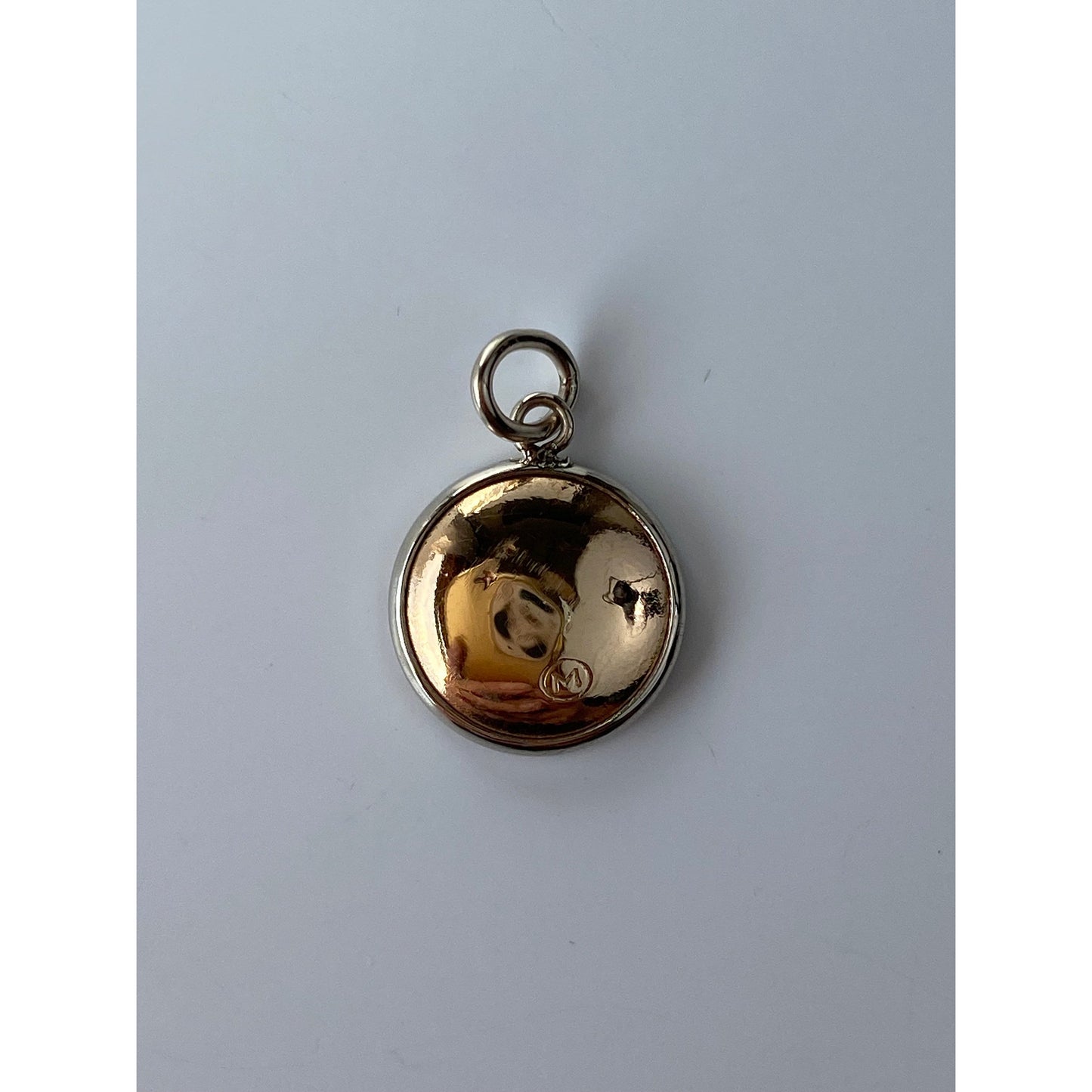 Vintage Solid 10k White & Yellow Gold Mother of Pearl Cufflink Conversion Charm