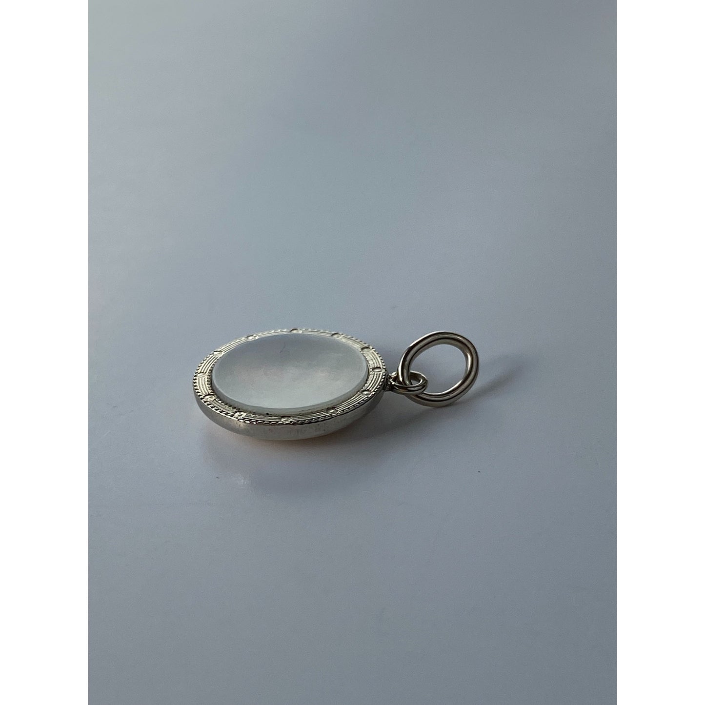 Vintage Solid 10k White & Yellow Gold Mother of Pearl Cufflink Conversion Charm