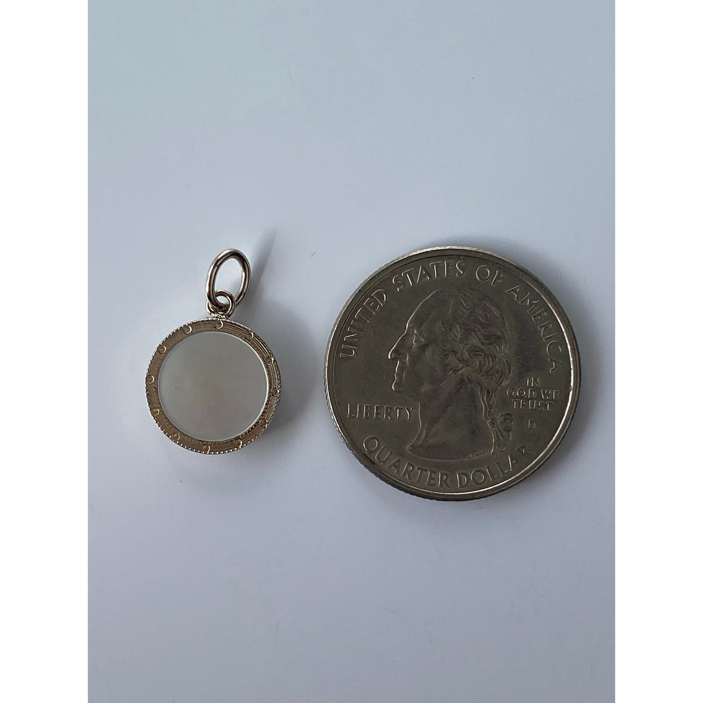 Vintage Solid 10k White & Yellow Gold Mother of Pearl Cufflink Conversion Charm