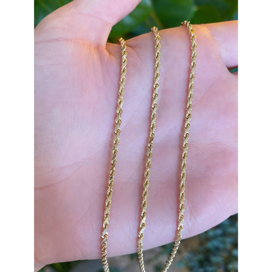 Vintage Solid 14k Yellow Gold Long Rope Chain Necklace - 24 inches