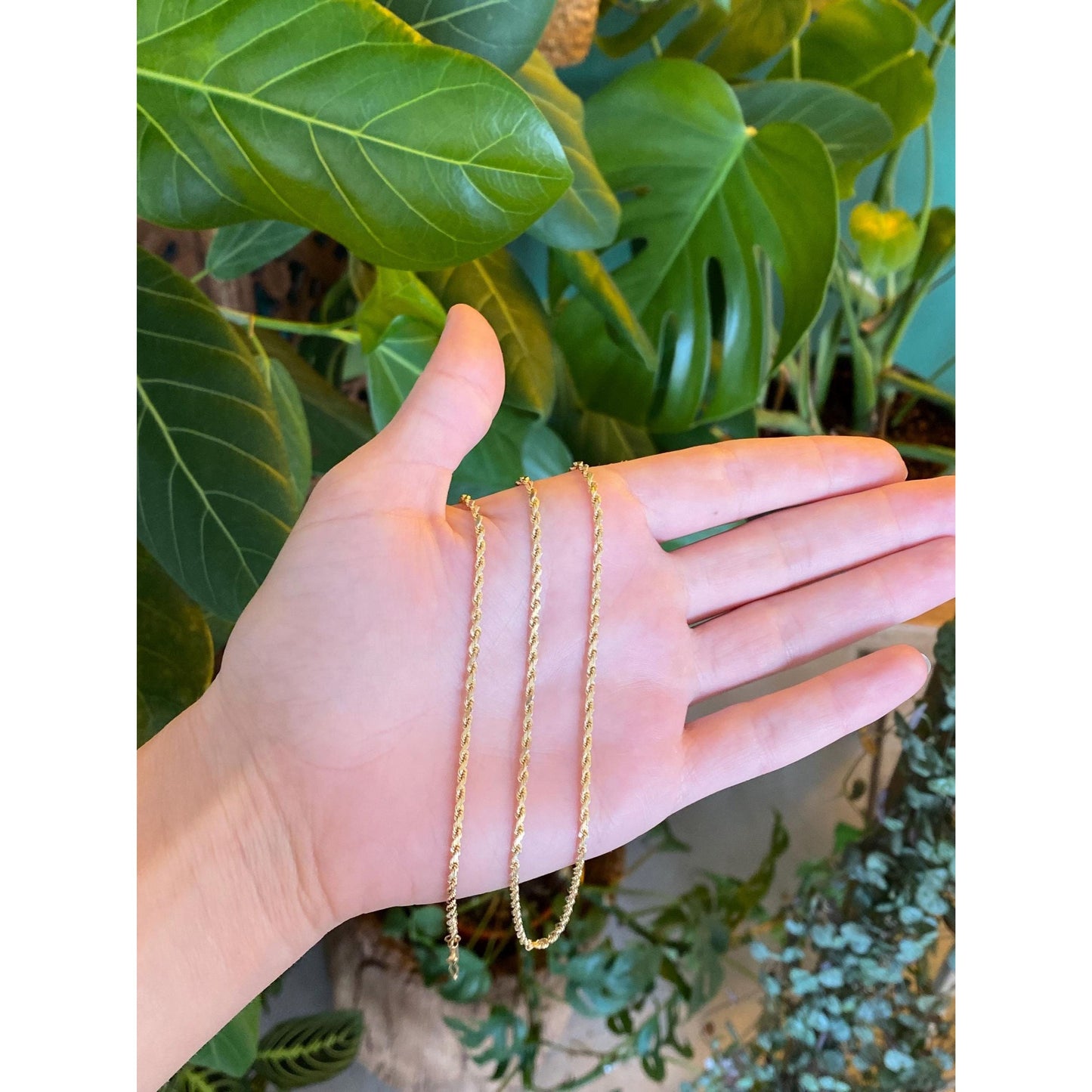 Vintage Solid 14k Yellow Gold Long Rope Chain Necklace - 24 inches