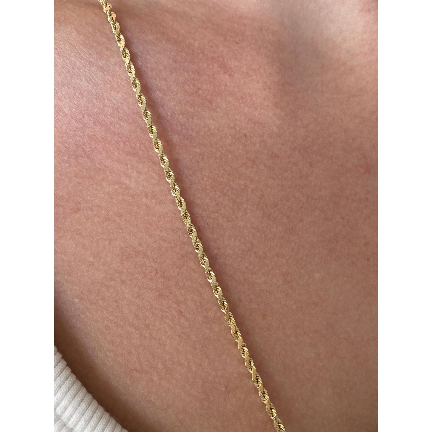 Vintage Solid 14k Yellow Gold Long Rope Chain Necklace - 24 inches
