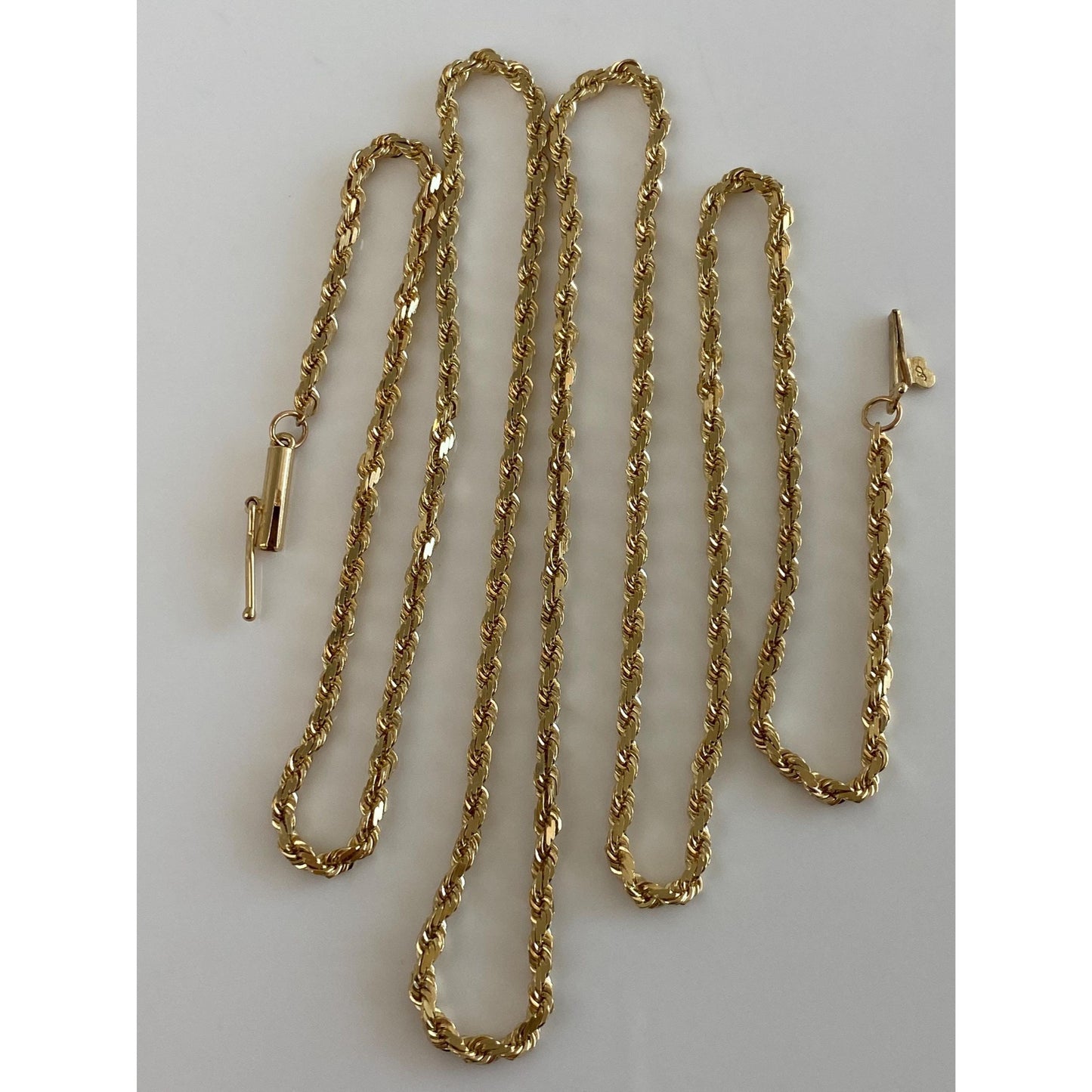 Vintage Solid 14k Yellow Gold Long Rope Chain Necklace - 24 inches