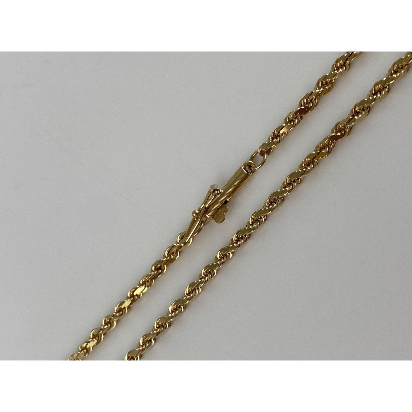 Vintage Solid 14k Yellow Gold Long Rope Chain Necklace - 24 inches