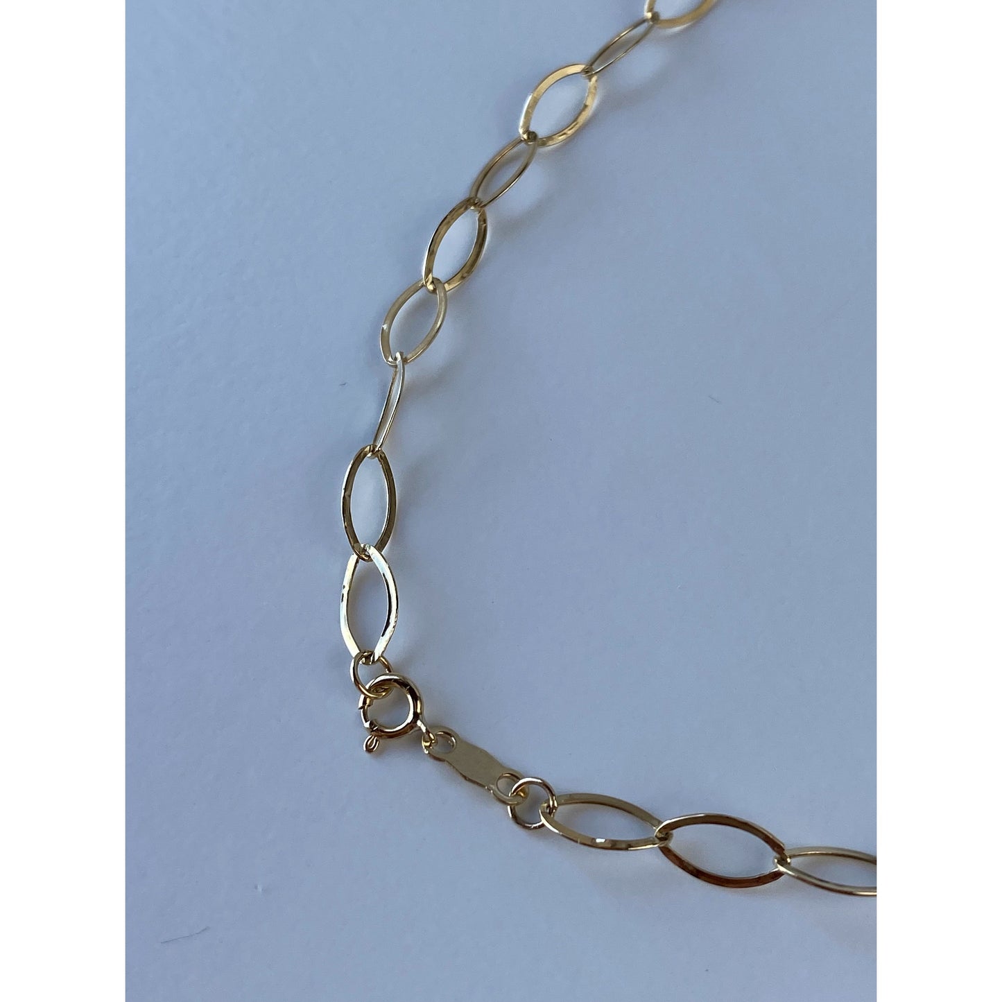 Vintage Solid 14k Yellow Gold Pearl Gold Ball Fancy Oval Link Chain Necklace - 17 inches