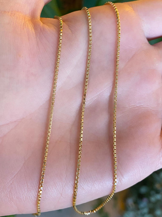 Vintage Solid 14k Yellow Gold Box Chain Necklace - 20.25 inches
