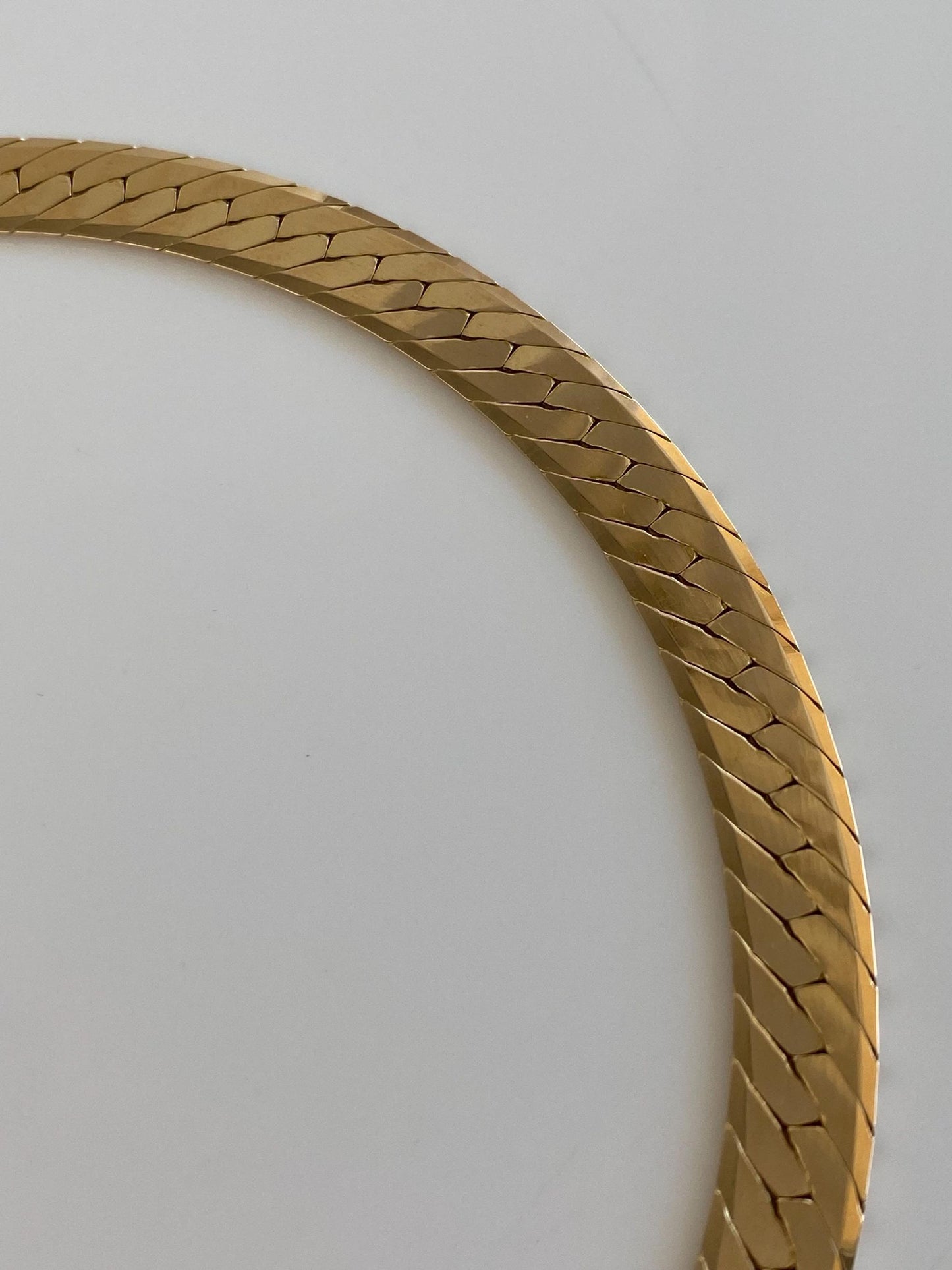 Vintage Solid 14k Yellow Gold Chunky Flat Curb Chain Necklace - 18 inches
