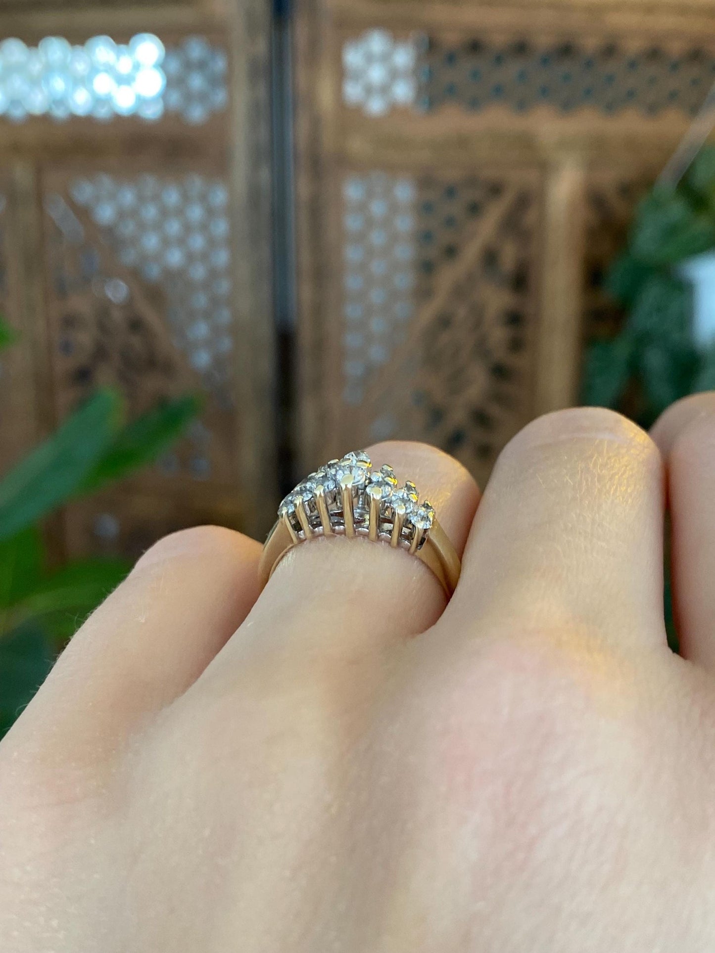 Vintage Solid 14k Yellow Gold Diamond Rows Ring - Size 6