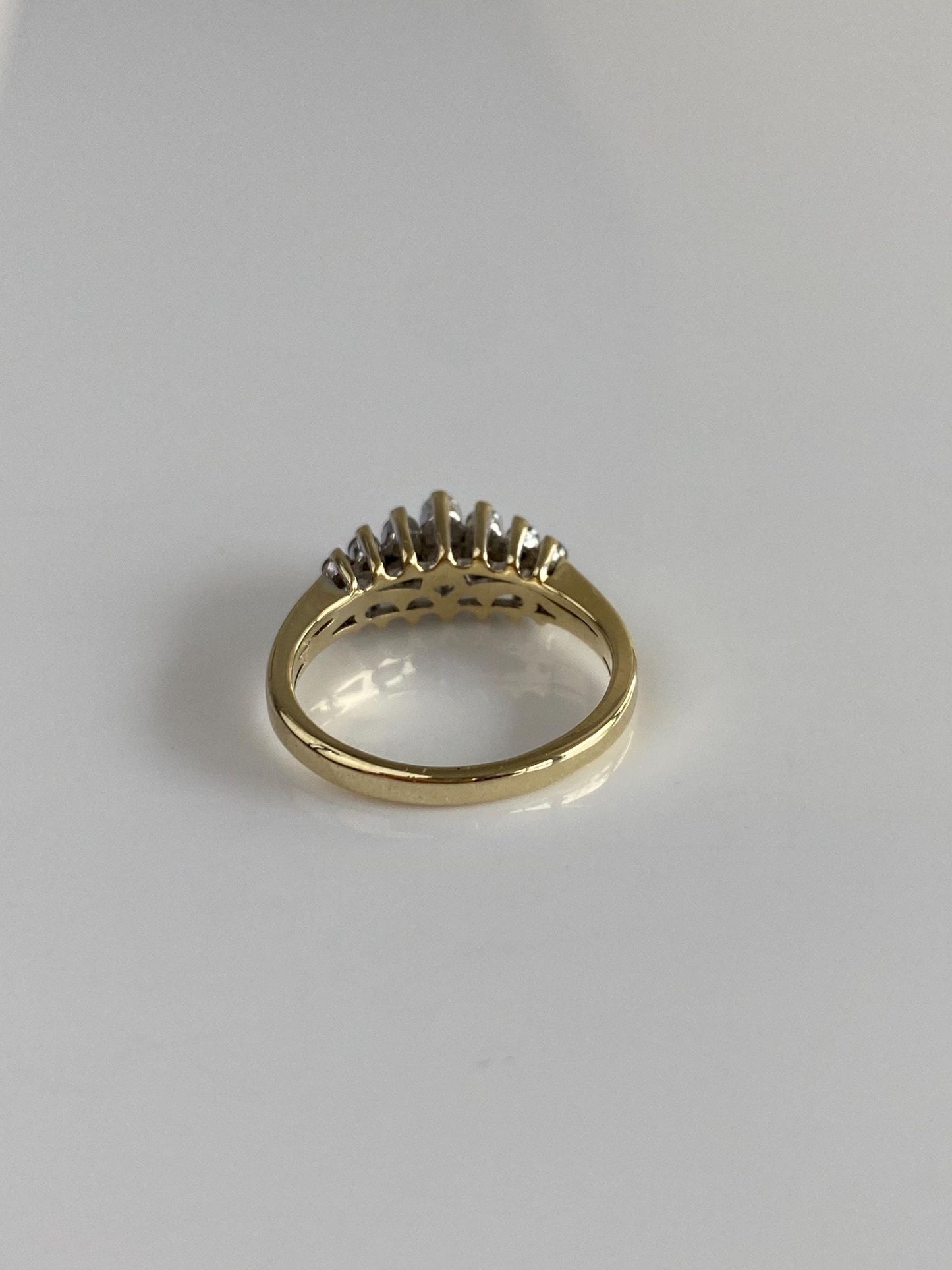 Vintage Solid 14k Yellow Gold Diamond Rows Ring - Size 6
