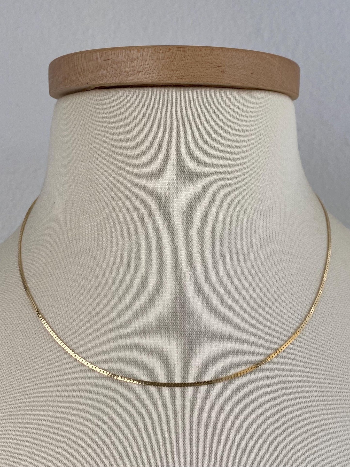 Vintage Solid 14k Yellow Gold Flat Chain Necklace - 18 inches