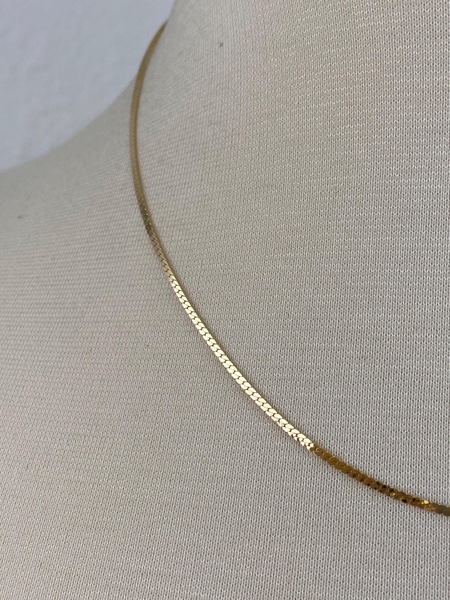 Vintage Solid 14k Yellow Gold Flat Chain Necklace - 18 inches