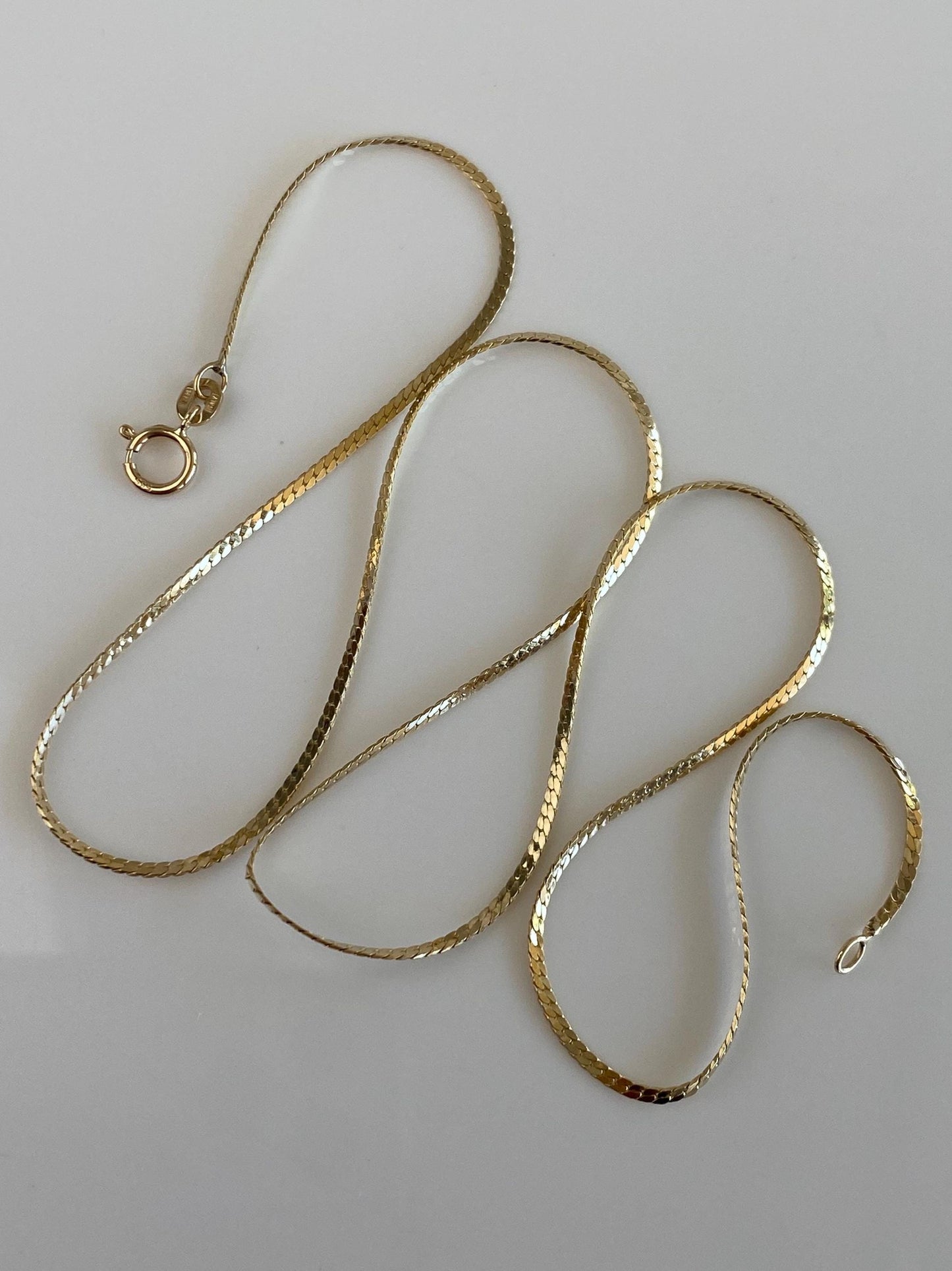 Vintage Solid 14k Yellow Gold Flat Chain Necklace - 18 inches