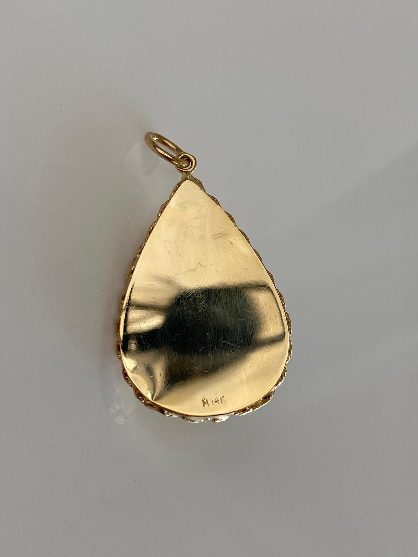 Vintage Solid 14k Yellow Gold Red Cubic Zirconia Locket Charm