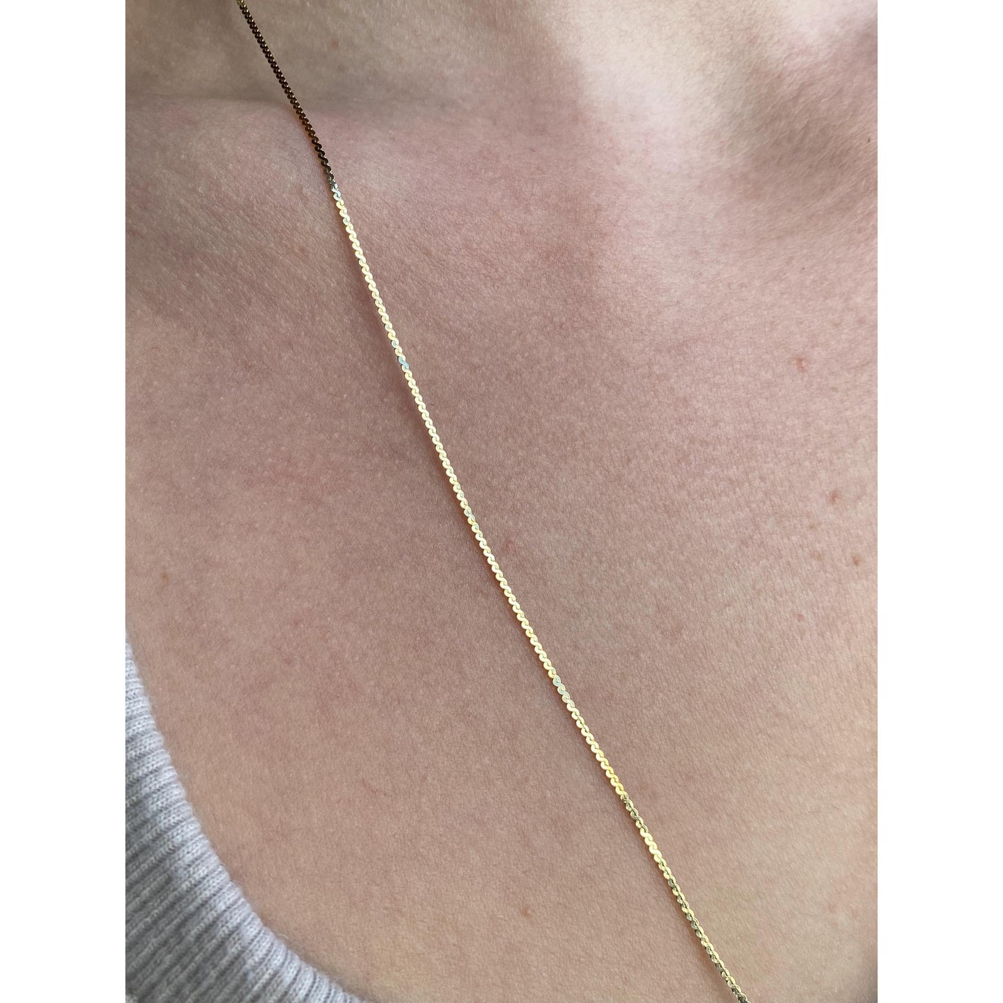 Vintage Solid 14k Yellow Gold Serpentine Chain Necklace - 24.25 inches