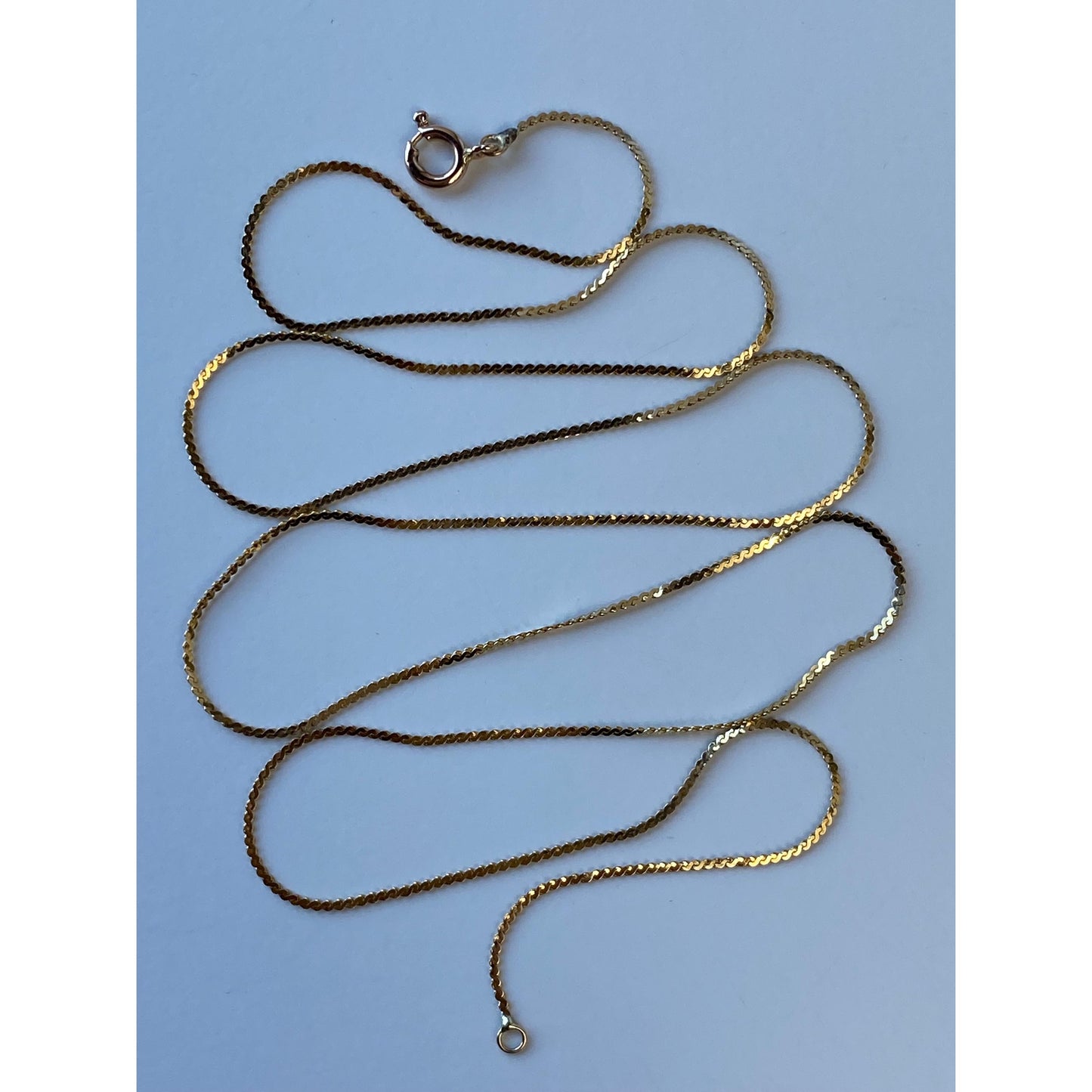 Vintage Solid 14k Yellow Gold Serpentine Chain Necklace - 24.25 inches