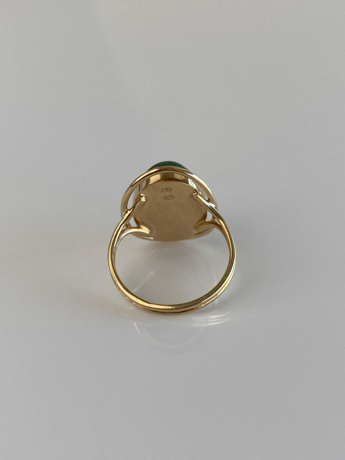 Vintage Solid 14k Yellow Gold Azurite Ring - Size 3.75