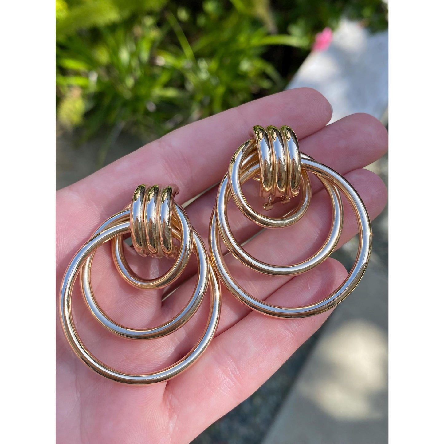 Vintage 14k Yellow Gold Layered Stud Earrings