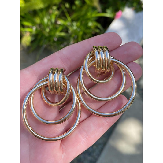 Vintage 14k Yellow Gold Layered Stud Earrings