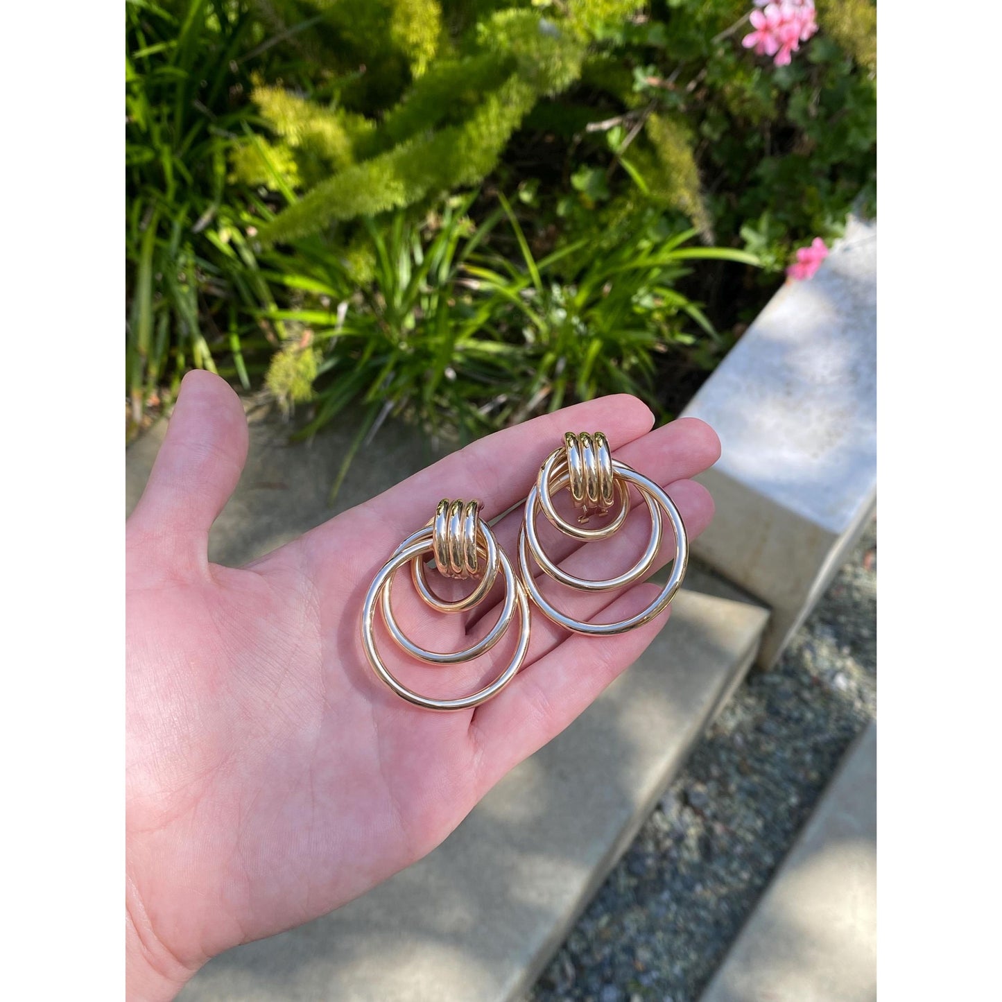 Vintage 14k Yellow Gold Layered Stud Earrings