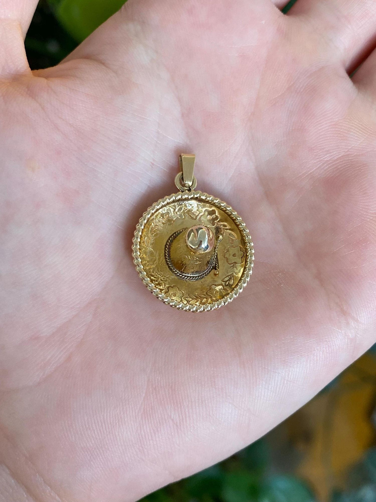 Vintage Solid 14k Yellow Gold Sombrero Charm