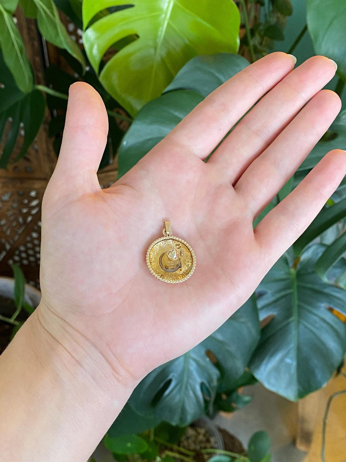 Vintage Solid 14k Yellow Gold Sombrero Charm