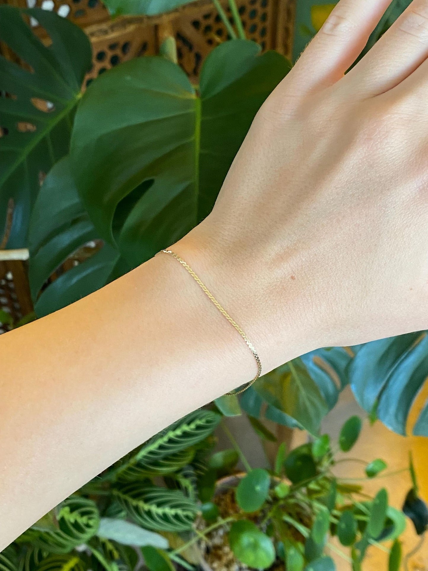 Vintage Solid 14k Yellow Gold Serpentine Chain Bracelet - 7 inches