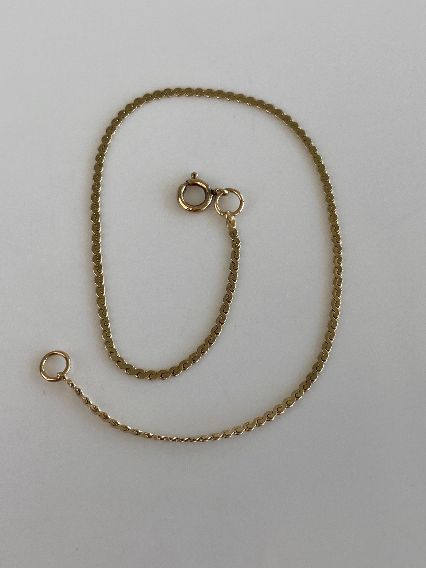 Vintage Solid 14k Yellow Gold Serpentine Chain Bracelet - 7 inches