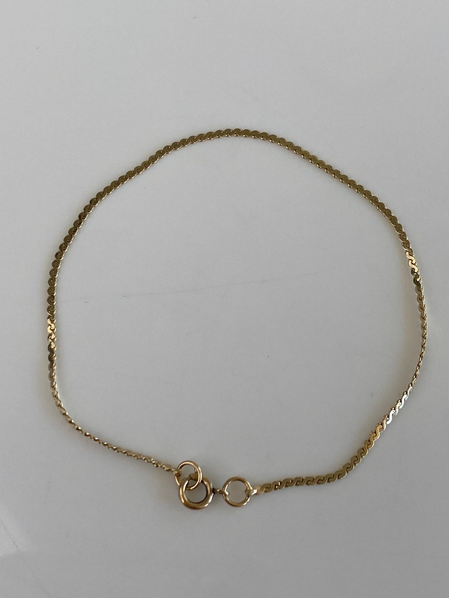 Vintage Solid 14k Yellow Gold Serpentine Chain Bracelet - 7 inches