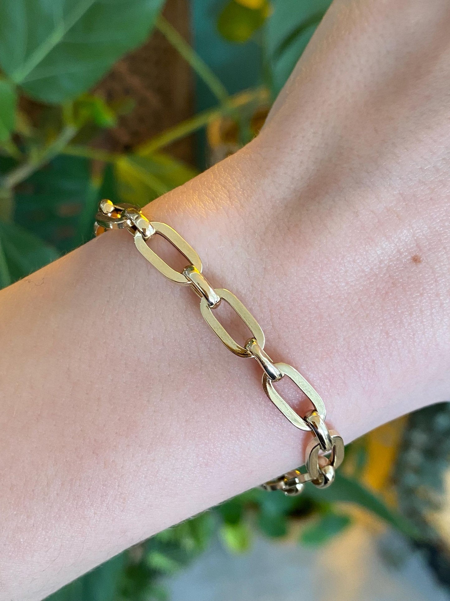 Vintage 14k Yellow Gold Paperclip Chain Bracelet - 7 inches