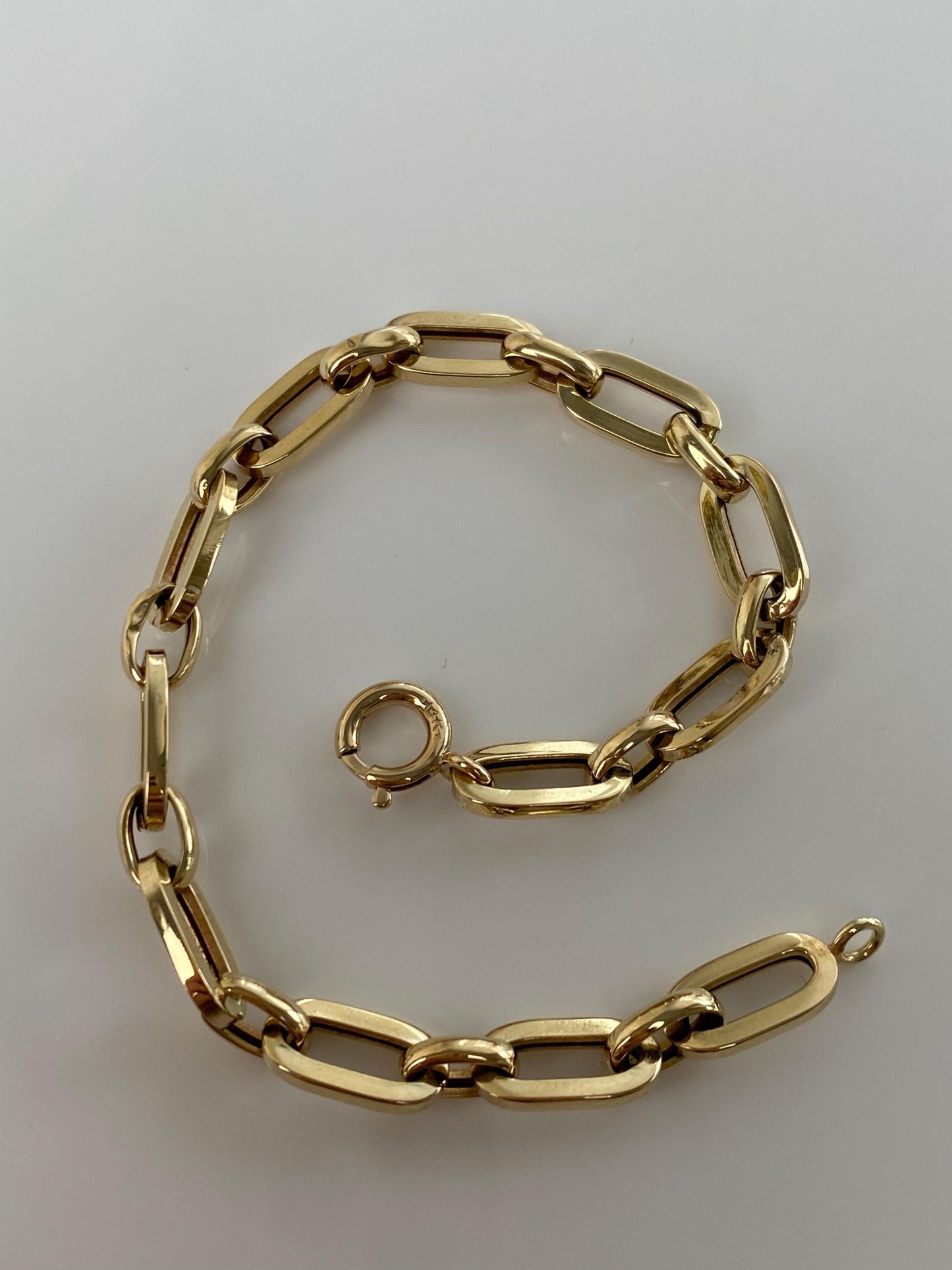 Vintage 14k Yellow Gold Paperclip Chain Bracelet - 7 inches
