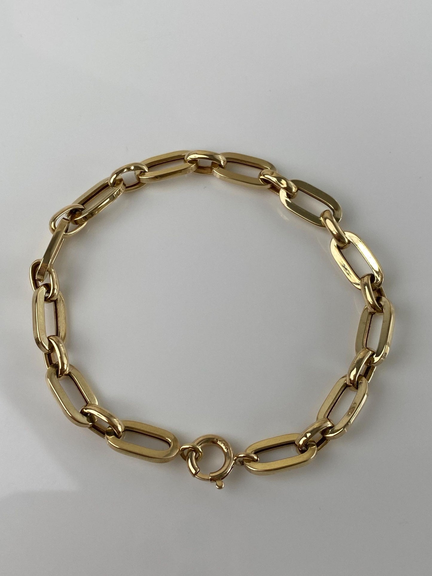 Vintage 14k Yellow Gold Paperclip Chain Bracelet - 7 inches