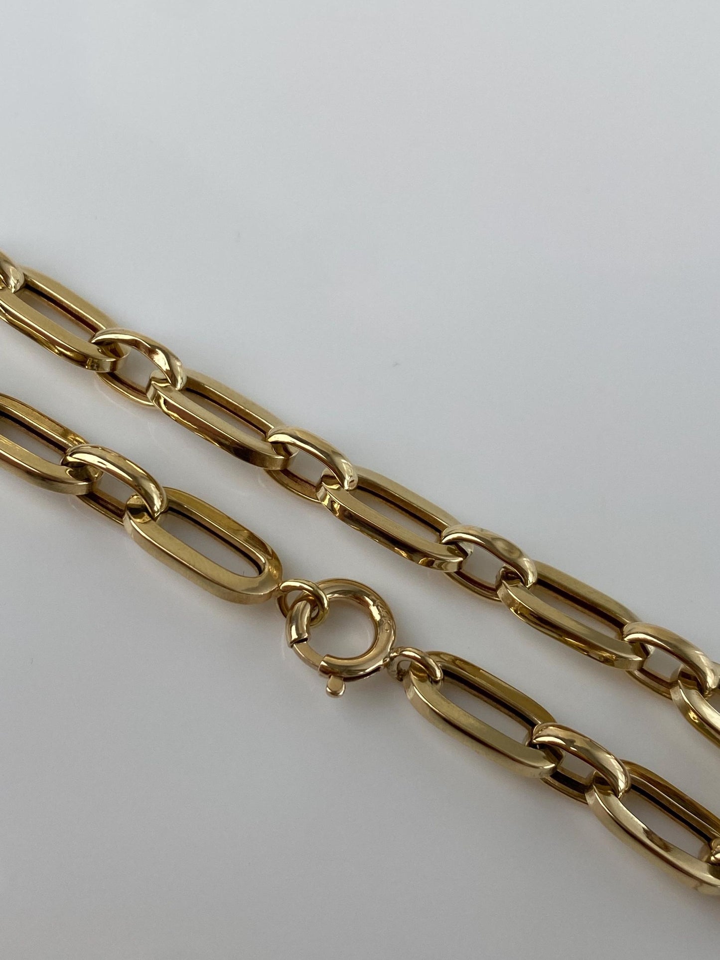 Vintage 14k Yellow Gold Paperclip Chain Bracelet - 7 inches