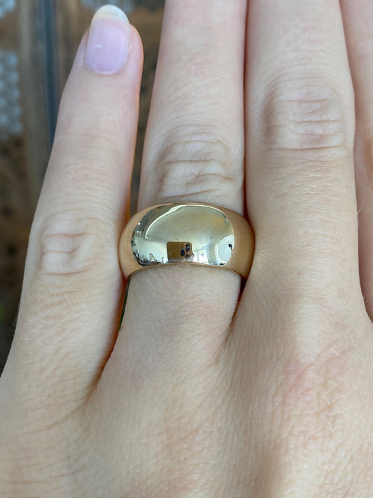 Vintage Solid 14k Yellow Gold Wide Ring Band - Size 6.5
