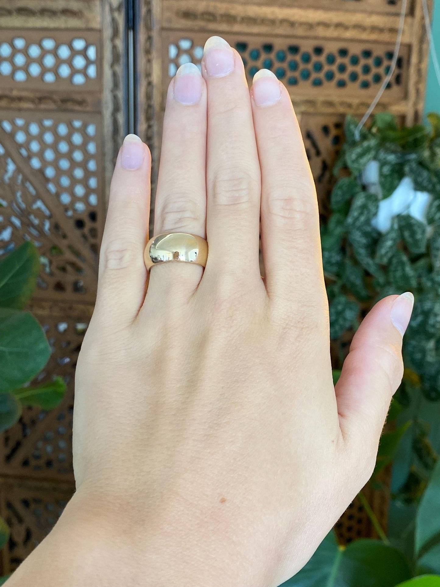 Vintage Solid 14k Yellow Gold Wide Ring Band - Size 6.5