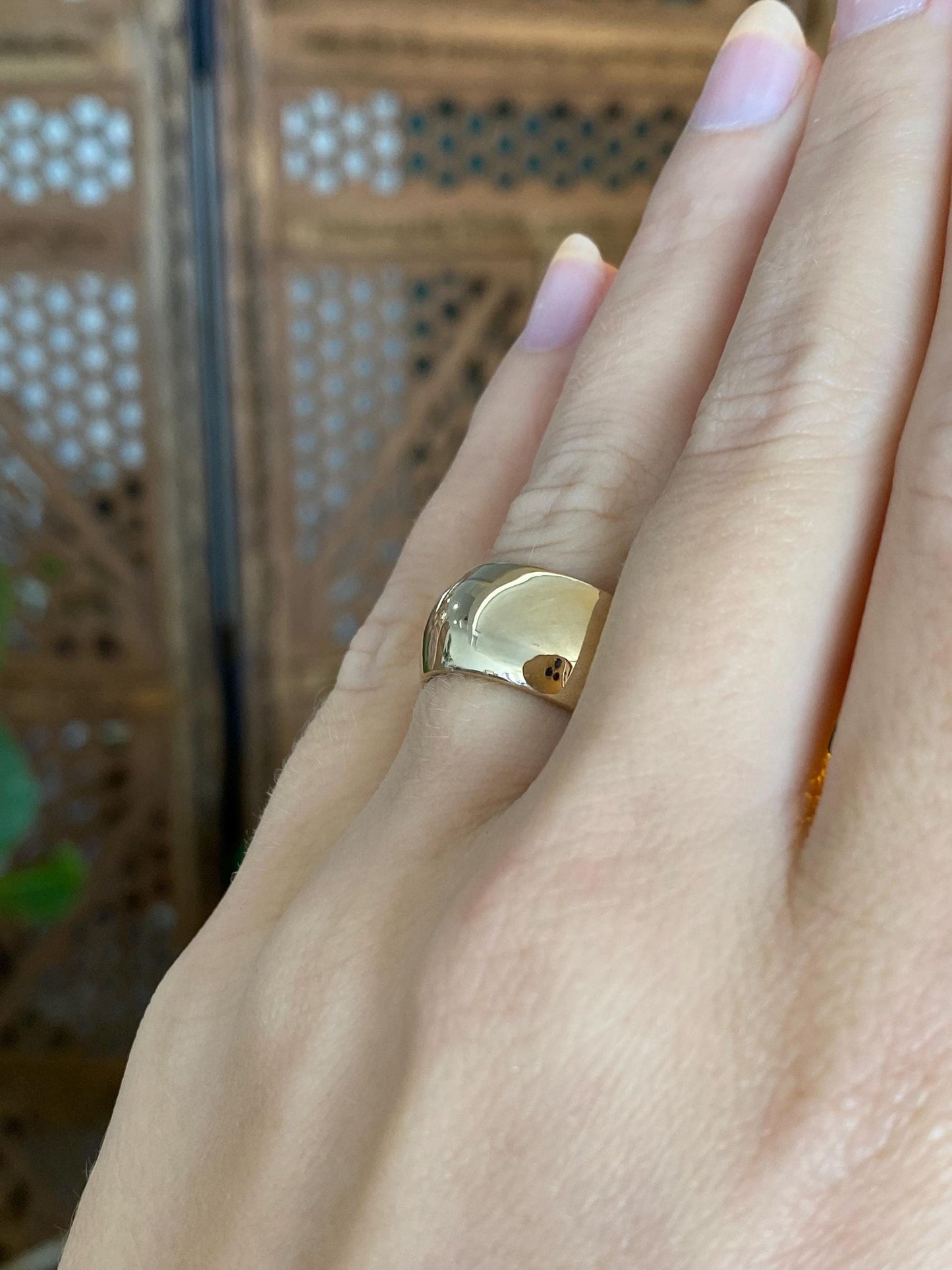 Vintage Solid 14k Yellow Gold Wide Ring Band - Size 6.5