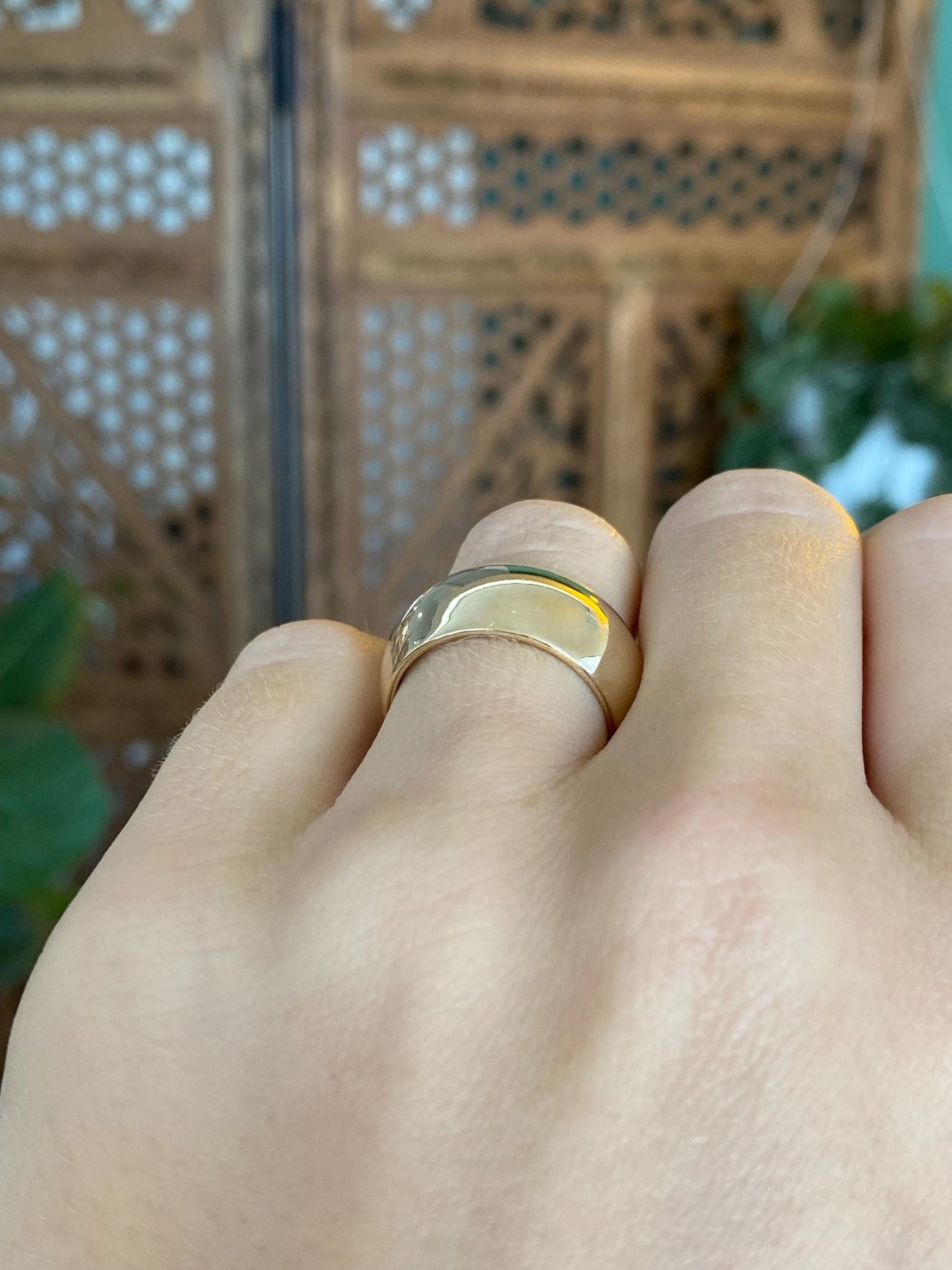 Vintage Solid 14k Yellow Gold Wide Ring Band - Size 6.5